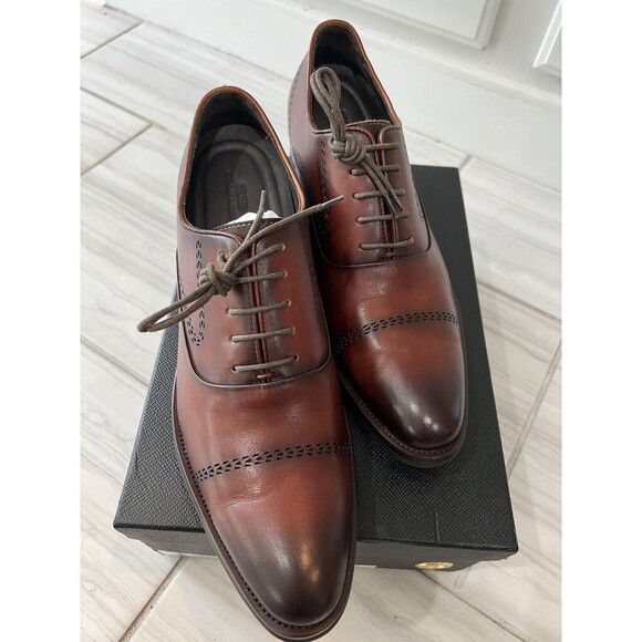 US12 CHAMARIPA Elevator Shoes For Men Brown Oxford Dress Shoes 8cm/ 3.15inches